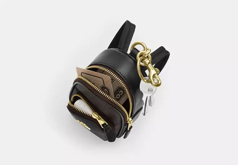 Mini Court Backpack Bag Charm With Rosette Print Blush Coach