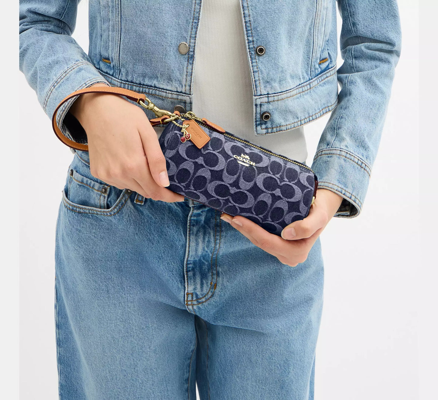 Nolita Barrel Bag In Signature Denim Natural Coach
