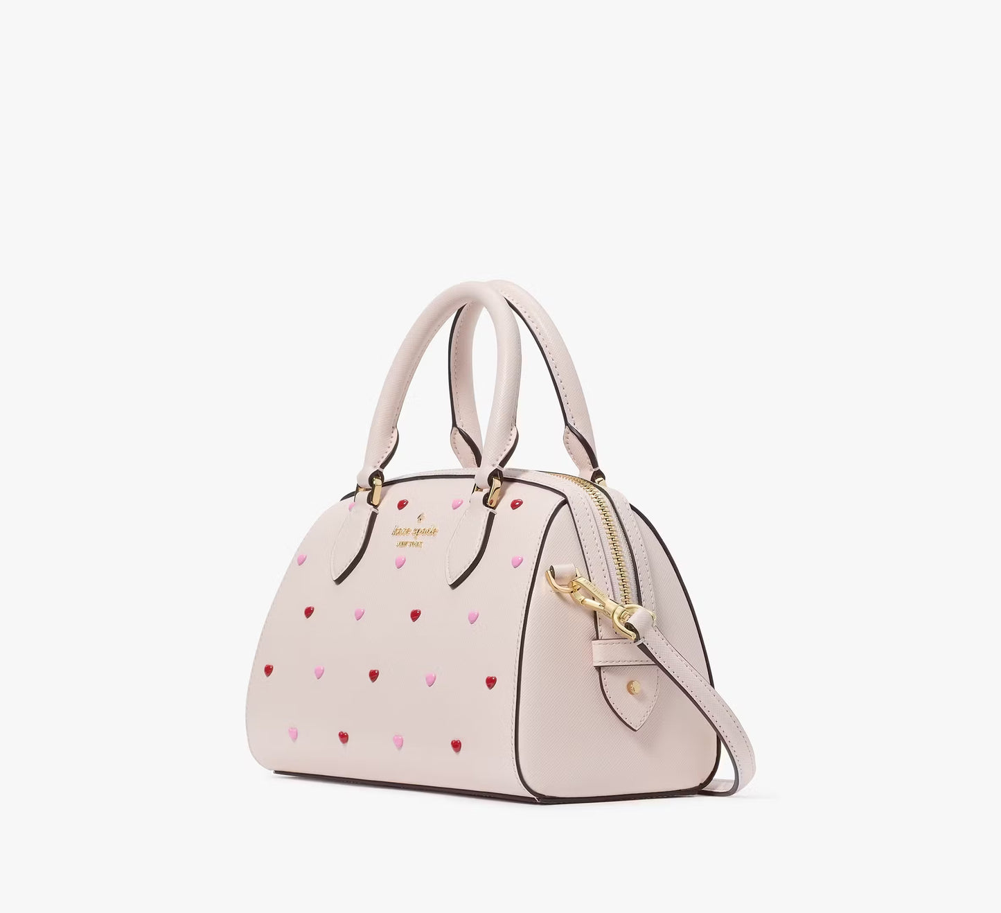 Madison Heart Studs Small Dolly Duffle Bag Powdered Sugar Kate Spade