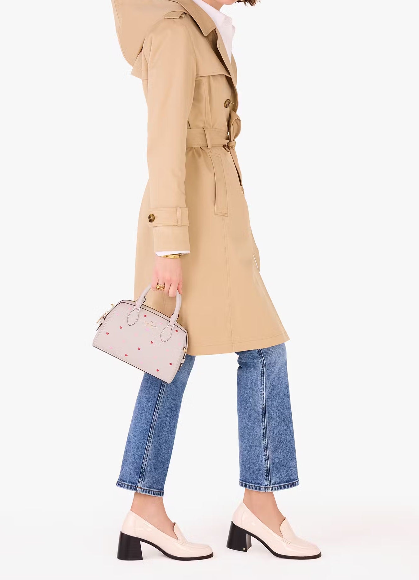Madison Heart Studs Small Dolly Duffle Bag Powdered Sugar Kate Spade