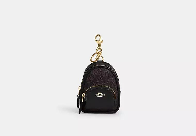 Mini Court Backpack Bag Charm In Signature Canvas Black Coach