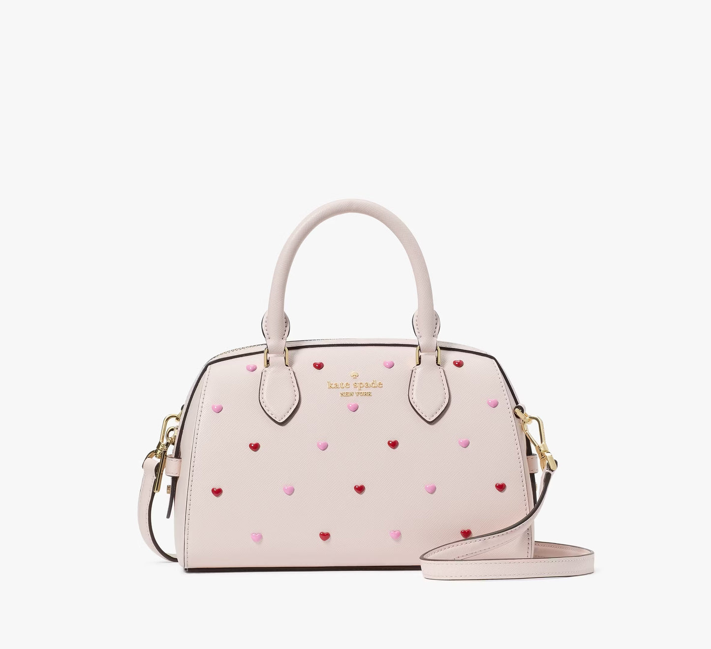 Madison Heart Studs Small Dolly Duffle Bag Powdered Sugar Kate Spade