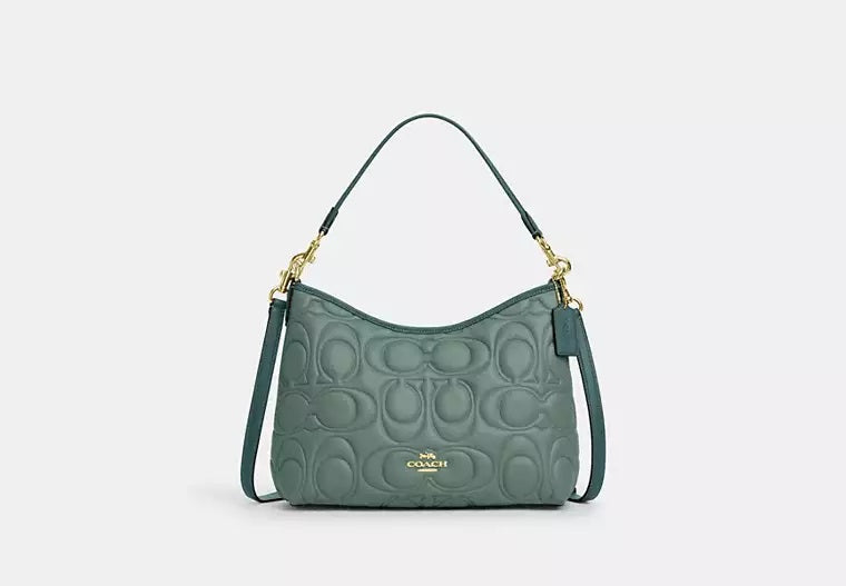 Laurel Shoulder Bag In Blocked Signature Leather Bag Dark Turquoise Coach