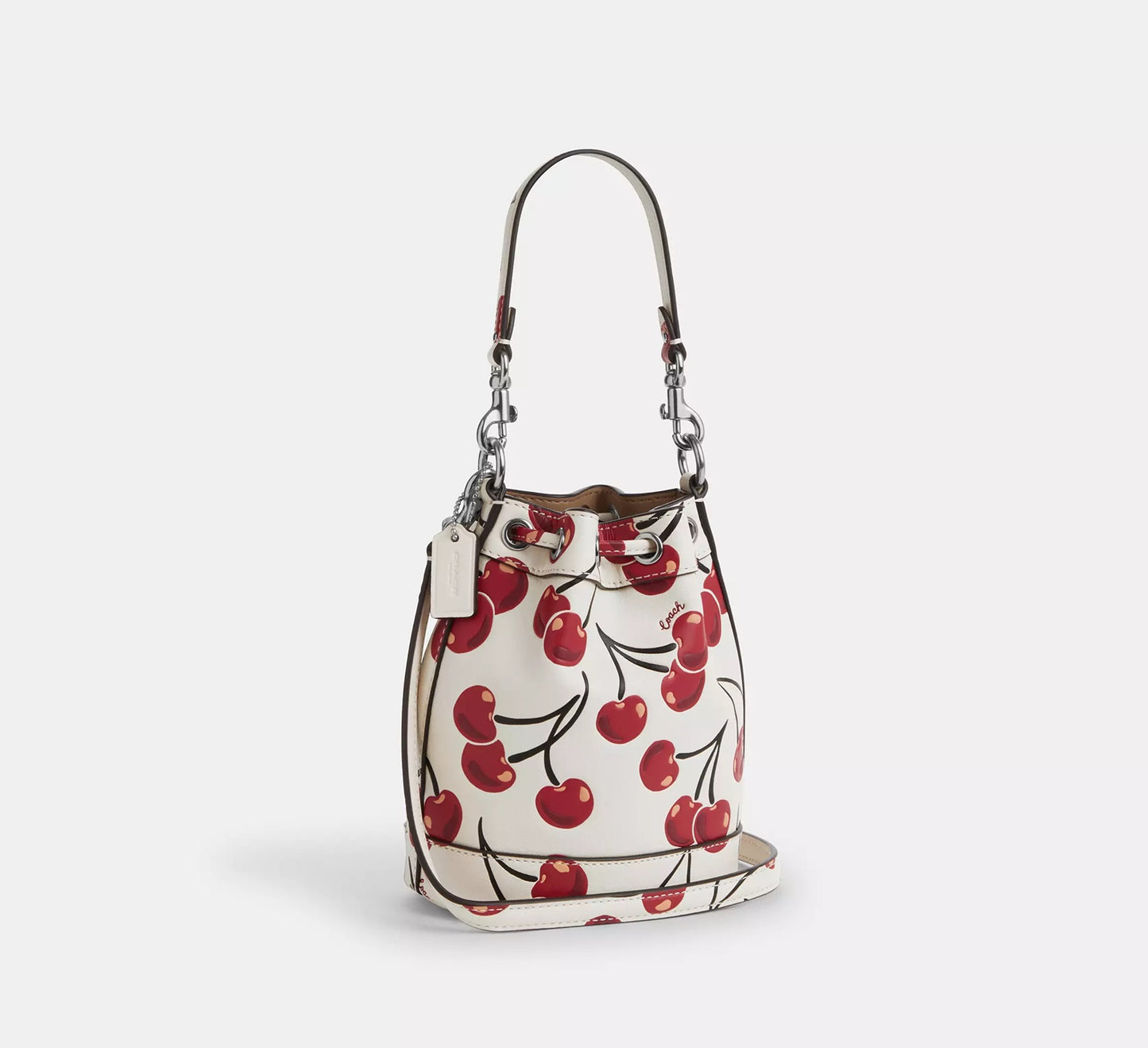 Mini Bucket Bag With Cherry Print Chalk Multi Coach