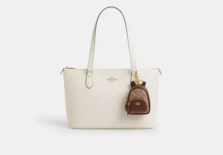 Mini Court Backpack Bag Charm In Signature Canvas Brown Coach