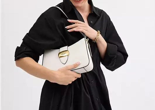 Eliza Shoulder Bag With Zipper Closure Chalk Coach