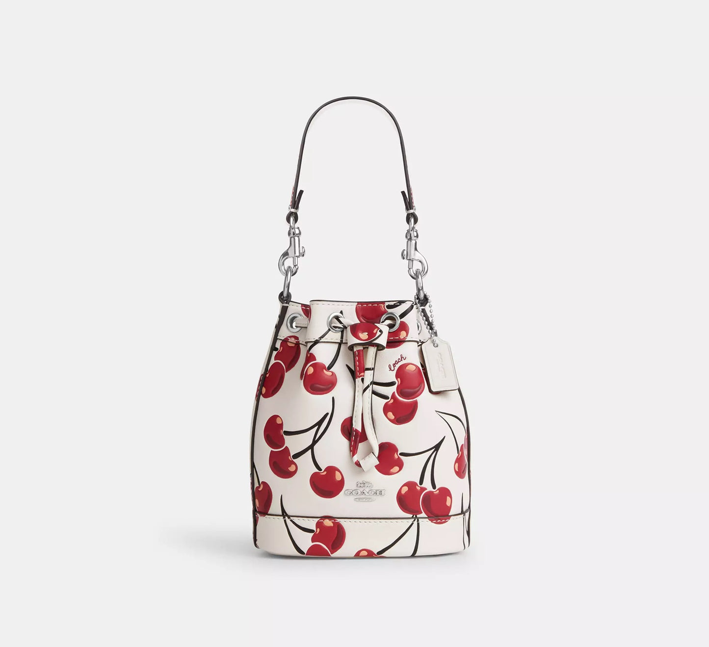 Mini Bucket Bag With Cherry Print Chalk Multi Coach