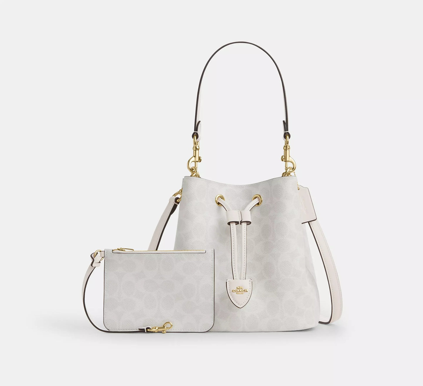 Rowan Bucket Bag In Signature Canvas White Chalk Coach