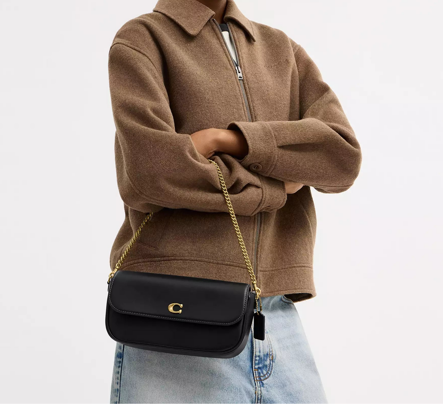 Brook Flap Chain Bag Black Coach