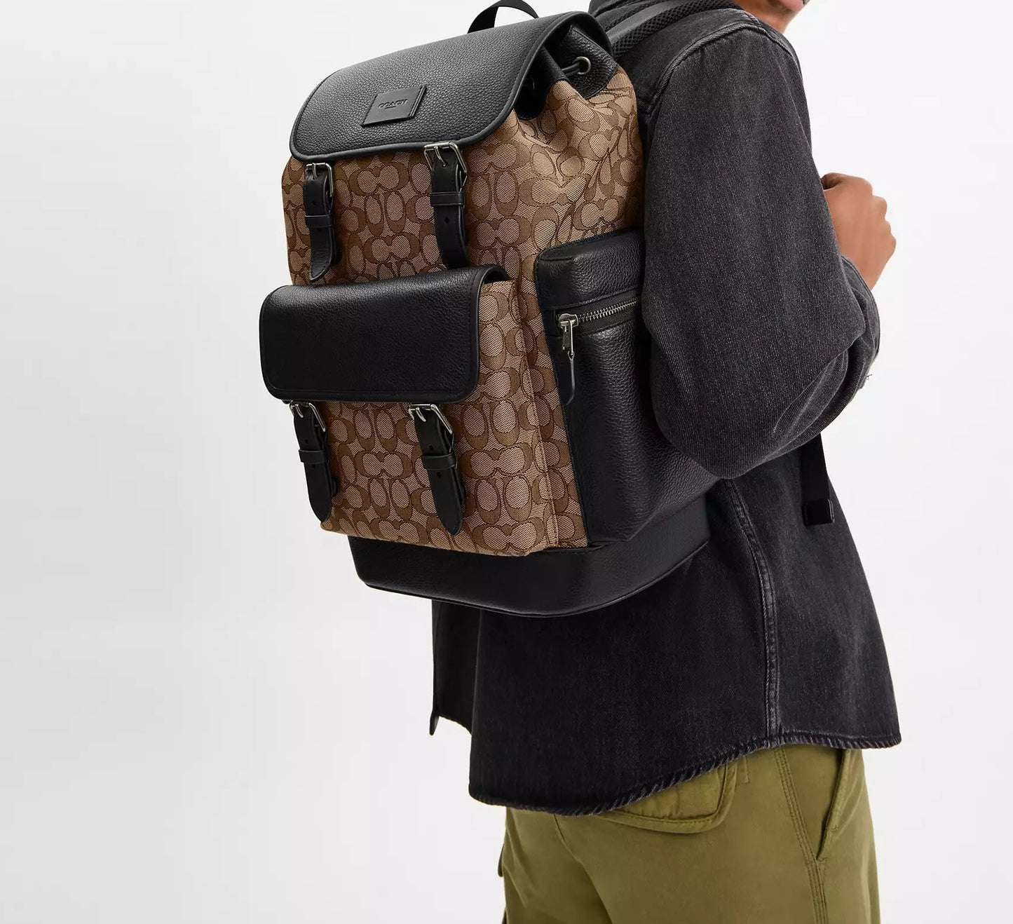 Sprint Backpack In Signature Jacquard Tan Black Coach