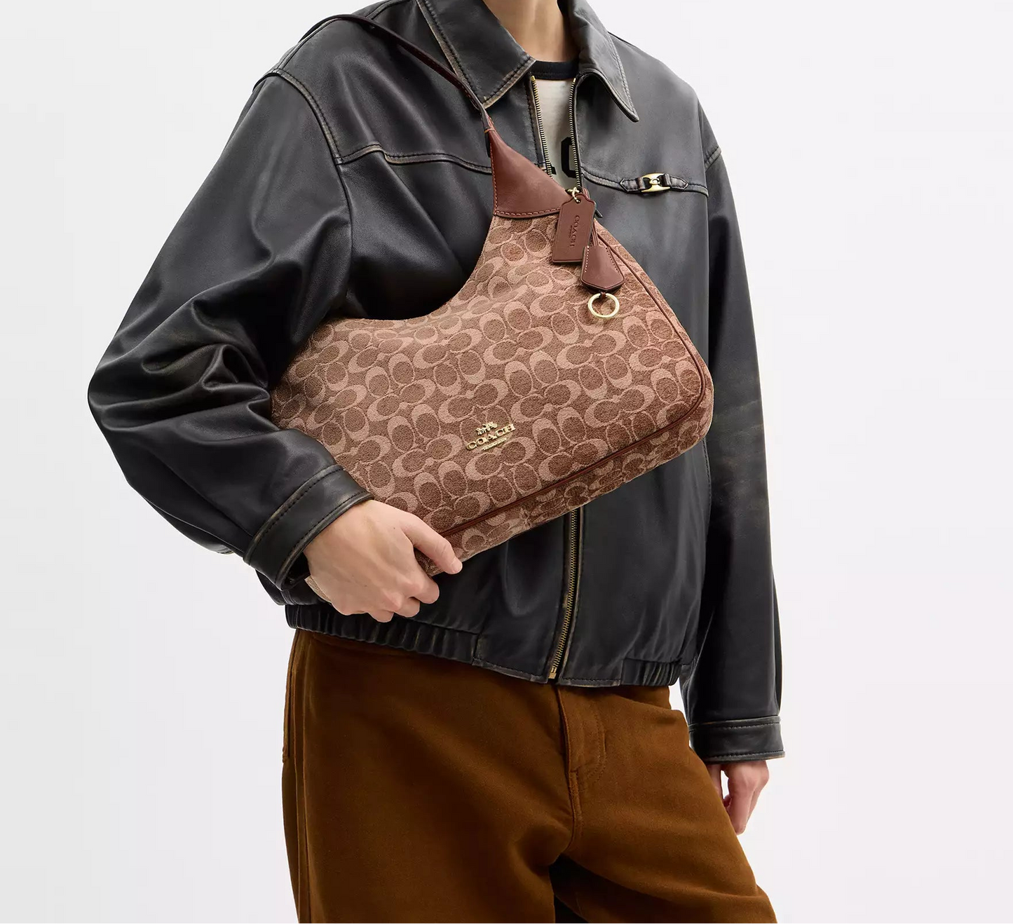 Ella Shoulder Bag In Signature Vintage Brown Chenille Coach