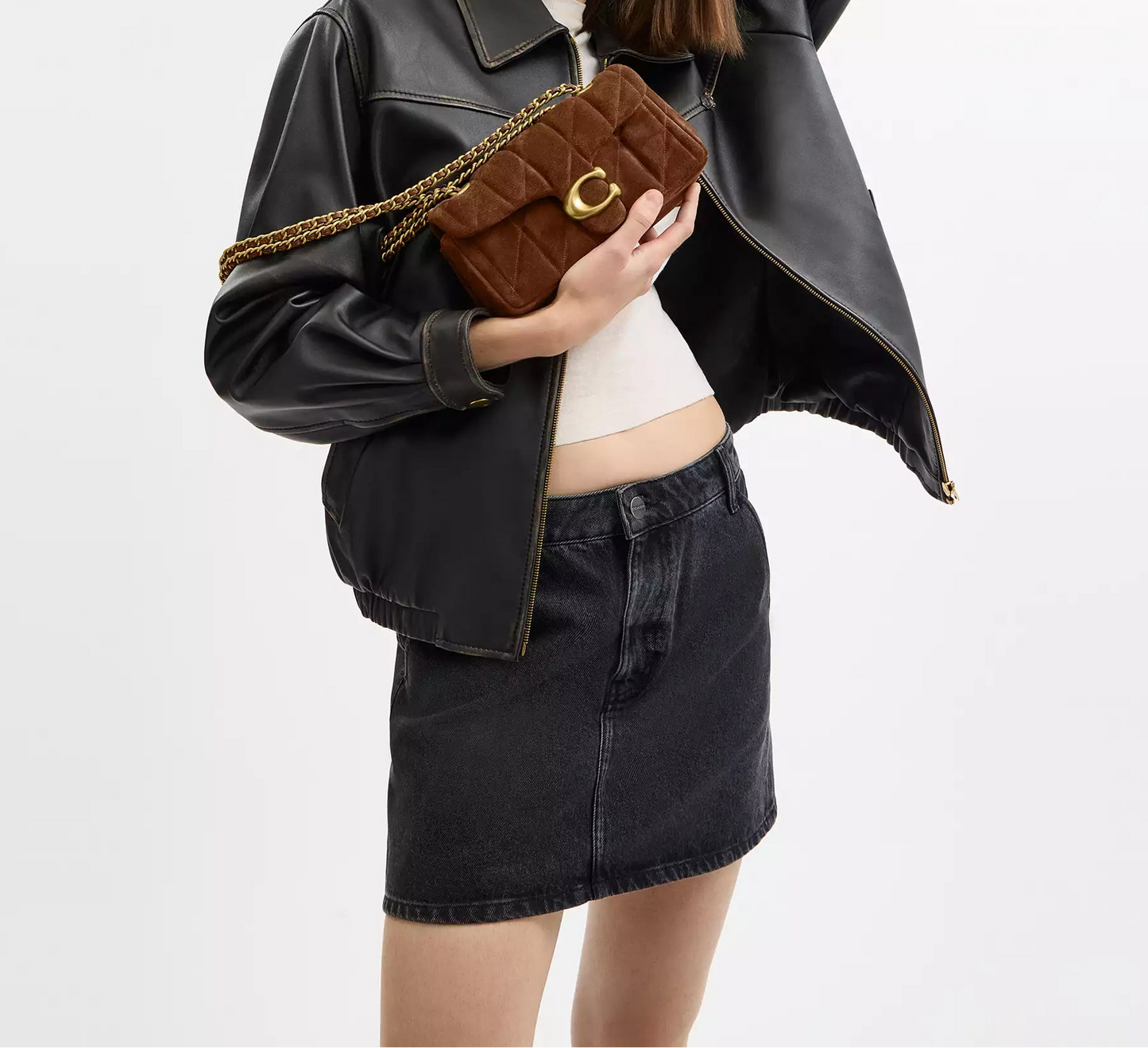 Tabby Quilted Suede Warm Brown Shoulder Bag 20 Coach