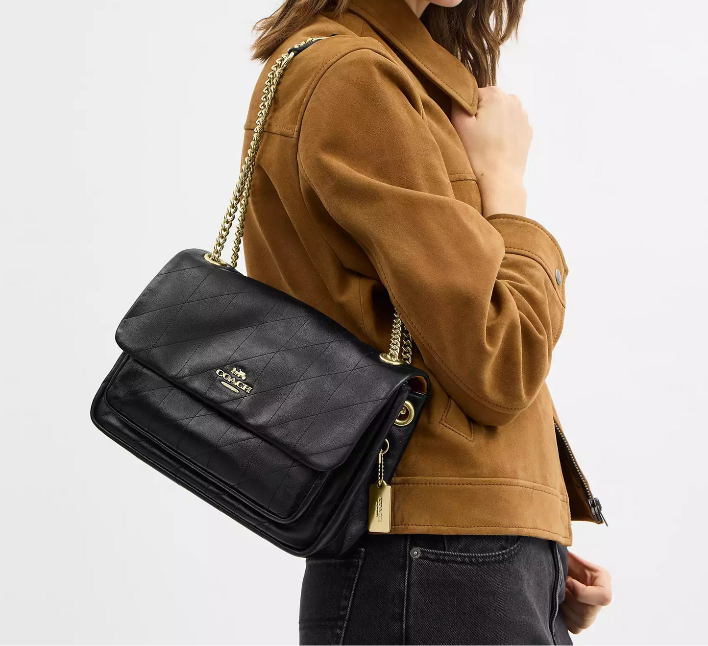 Elodie Crossbody Bag With Quilting Black Coach