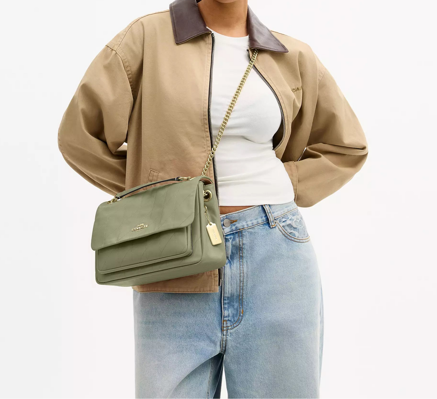 Elodie Crossbody Bag With Quilting Pistachio Coach