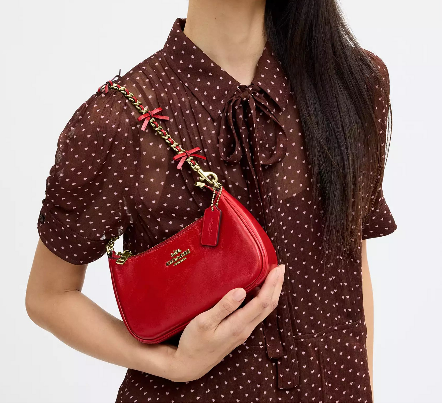 Teri Mini Crossbody Bag Bright Cherry With Bows Coach