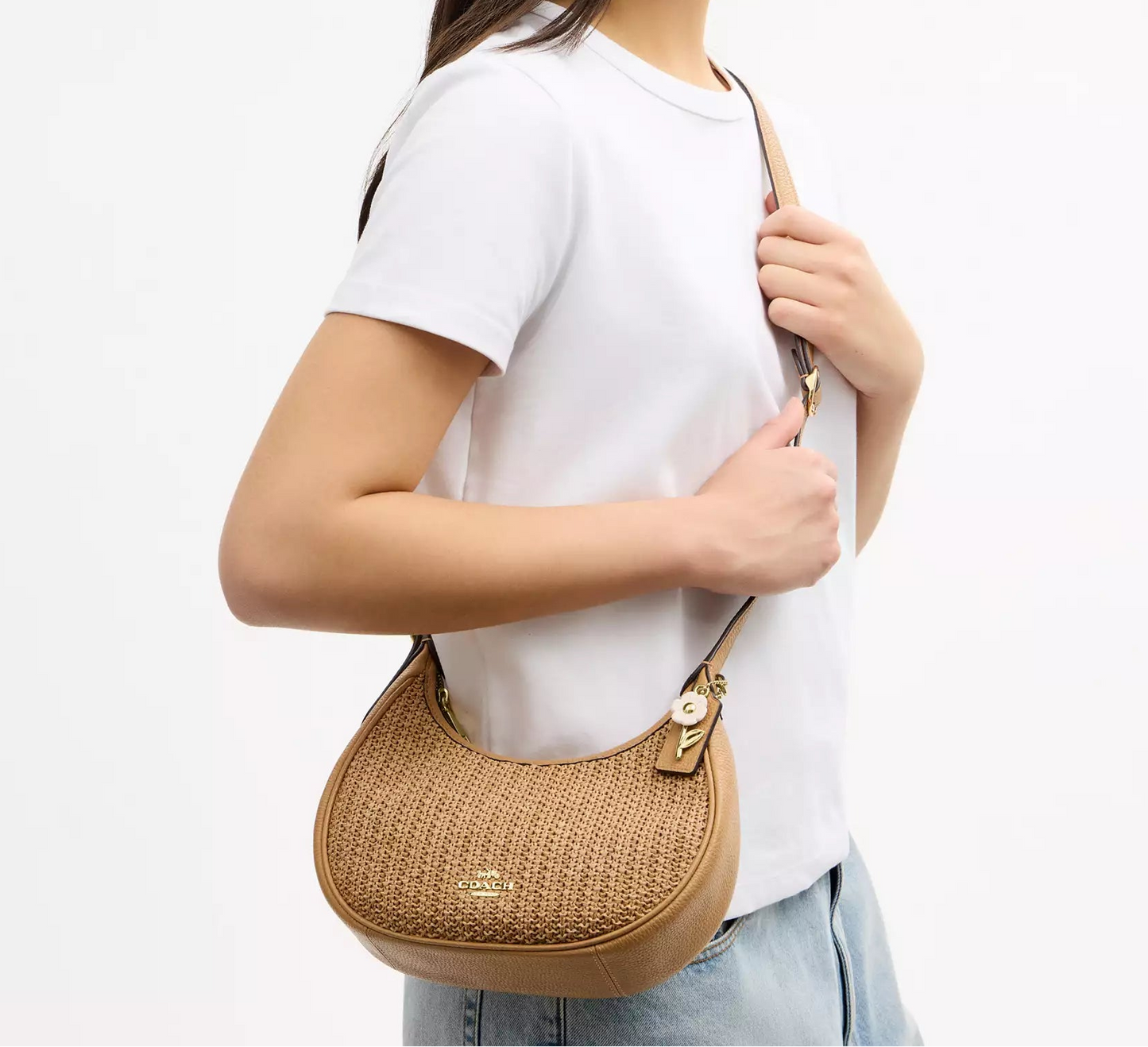 Emily Straw Shoulder Bag Coach