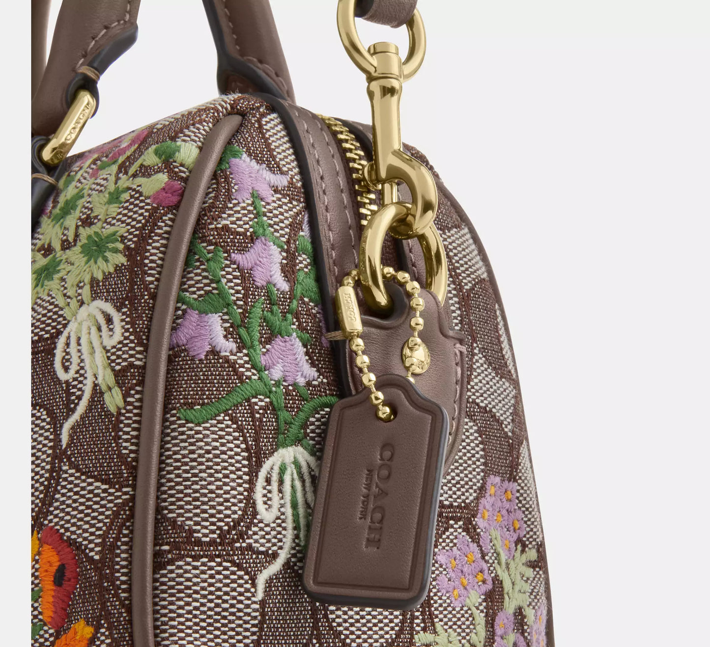 Mini Rowan Crossbody Bag In Signature Jacquard With Floral Embroidery Coach