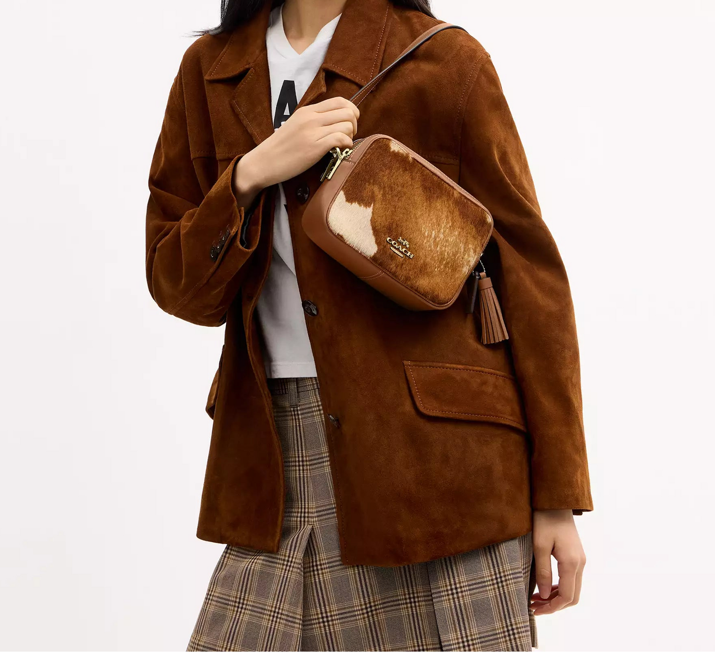 Mini Carey Crossbody Bag In Haircalf With Cow Print Coach