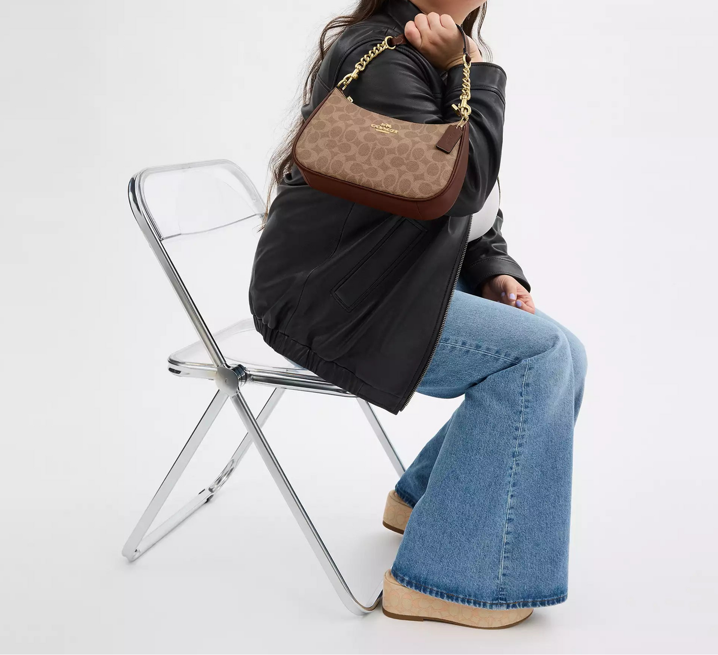 Teri Shoulder Bag In Signature Canvas Tan Brown Coach