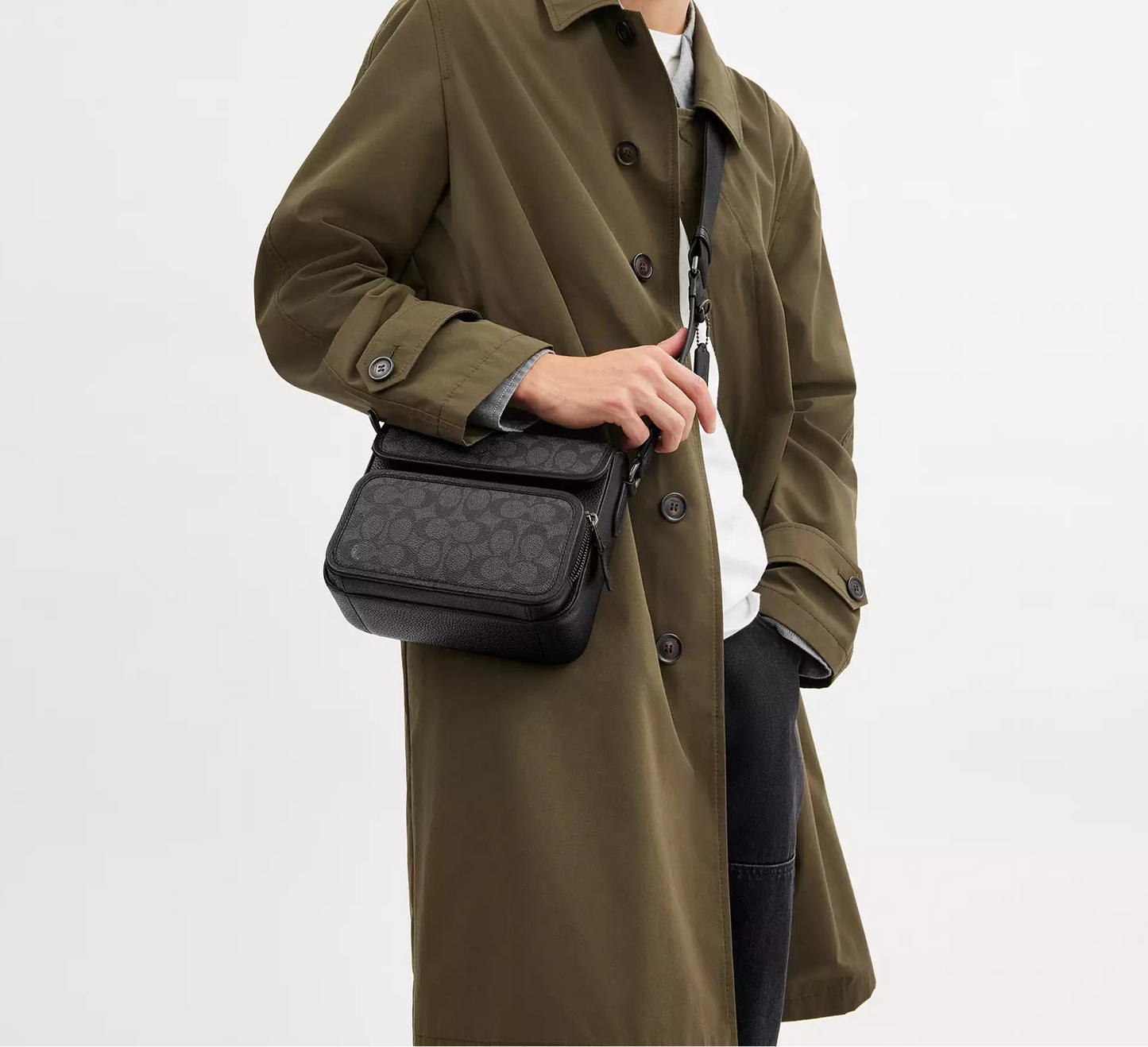 Sullivan Flap Crossbody Bag In Signature Canvas Charcoal Coach