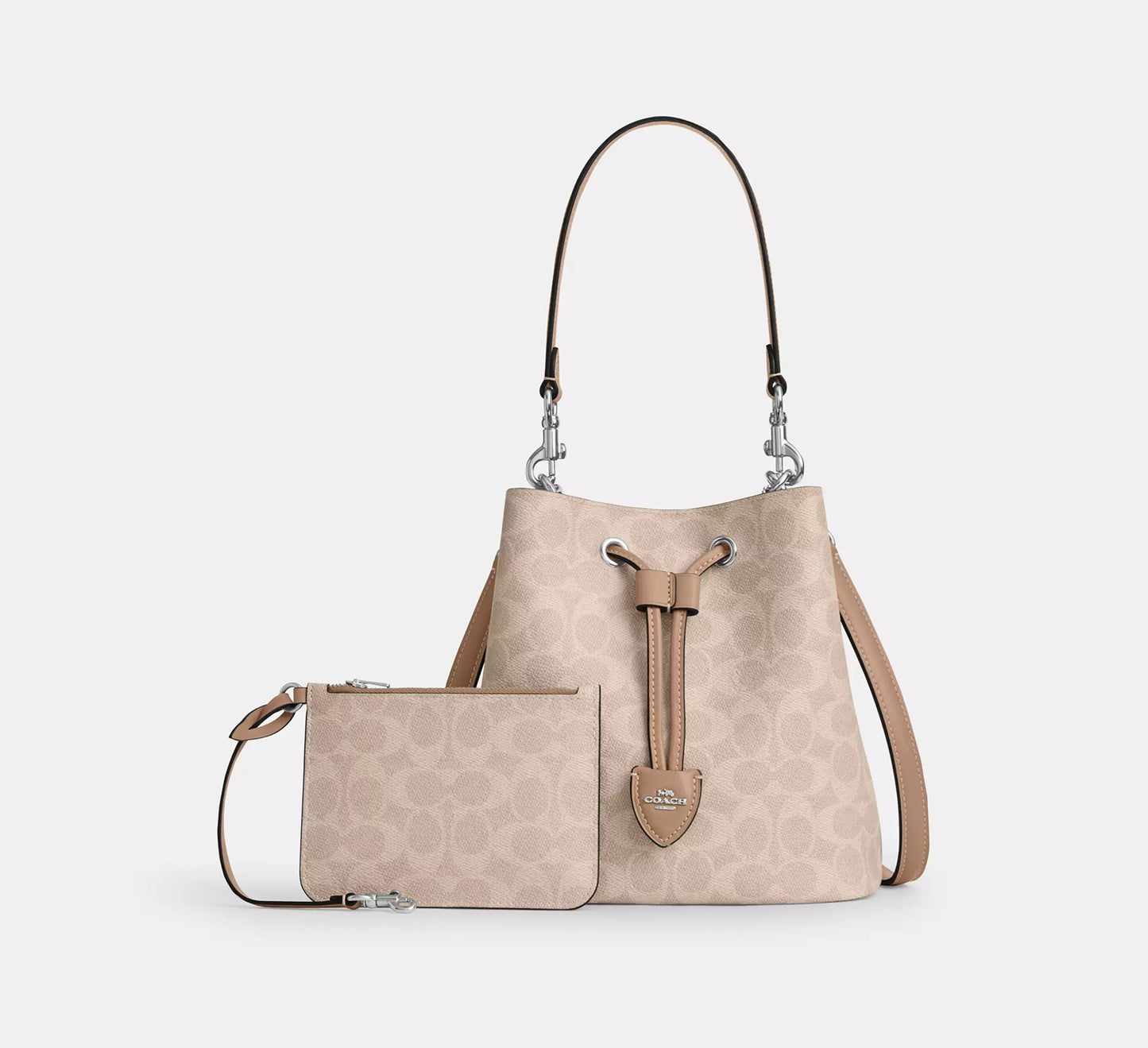 Rowan Bucket Bag In Signature Canvas Sand Taupe Coach