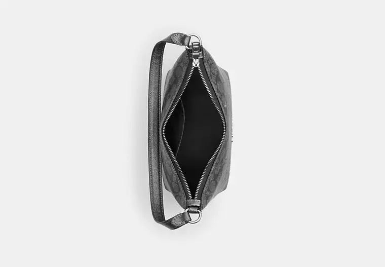 Zip Top Shoulder Bag In Signature Canvas Gunmetal Coach