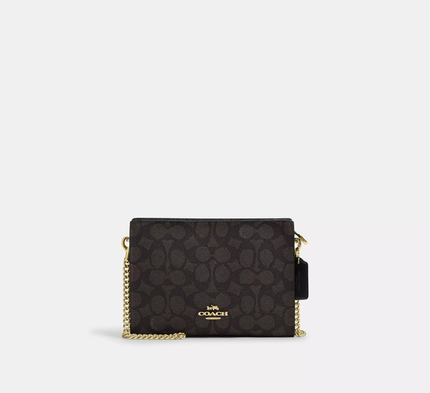 Slim Crossbody Bag In Signature Canvas Walnut Black Coach