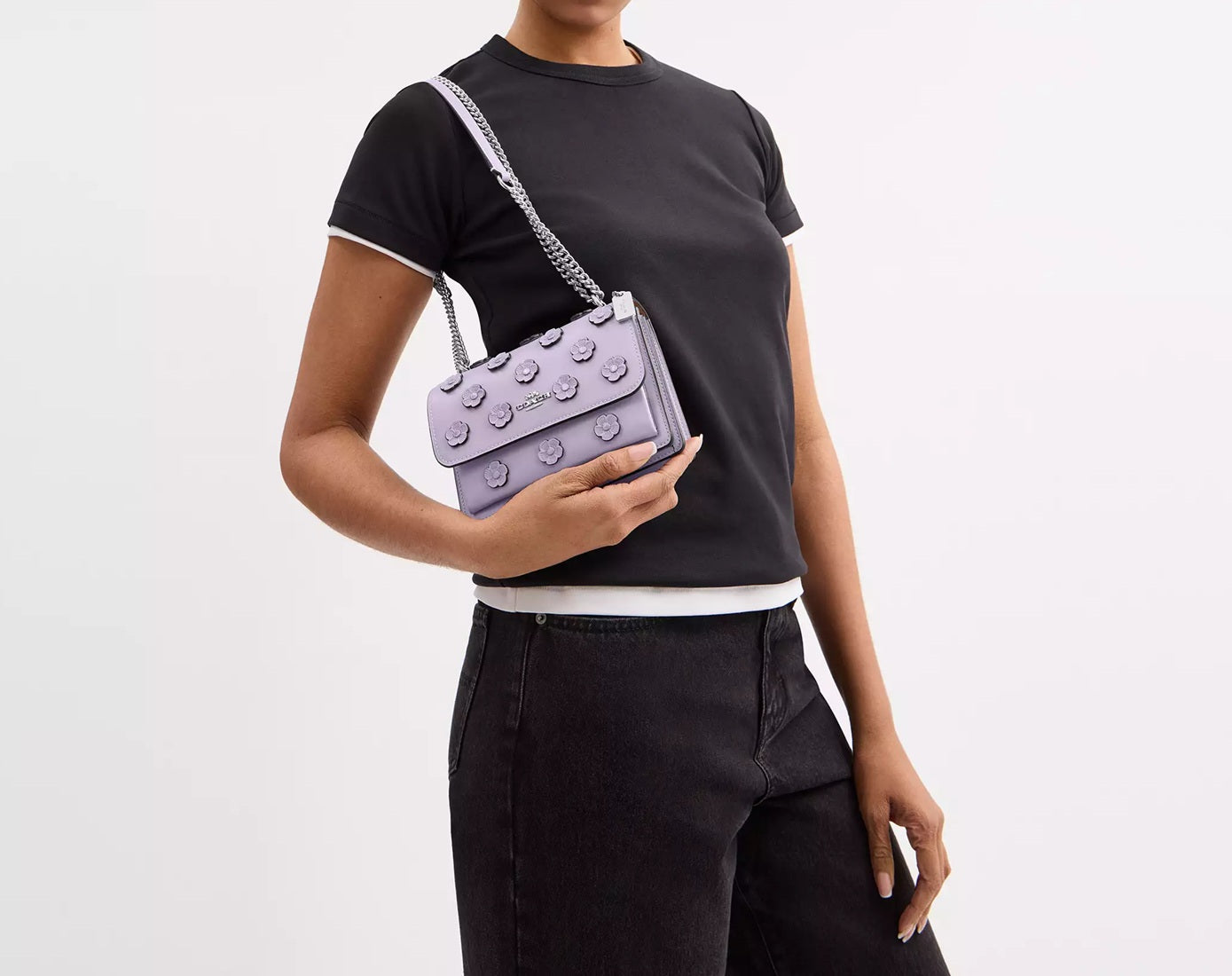 Mini Klare Crossbody Bag With Floral Applique Lilac Coach