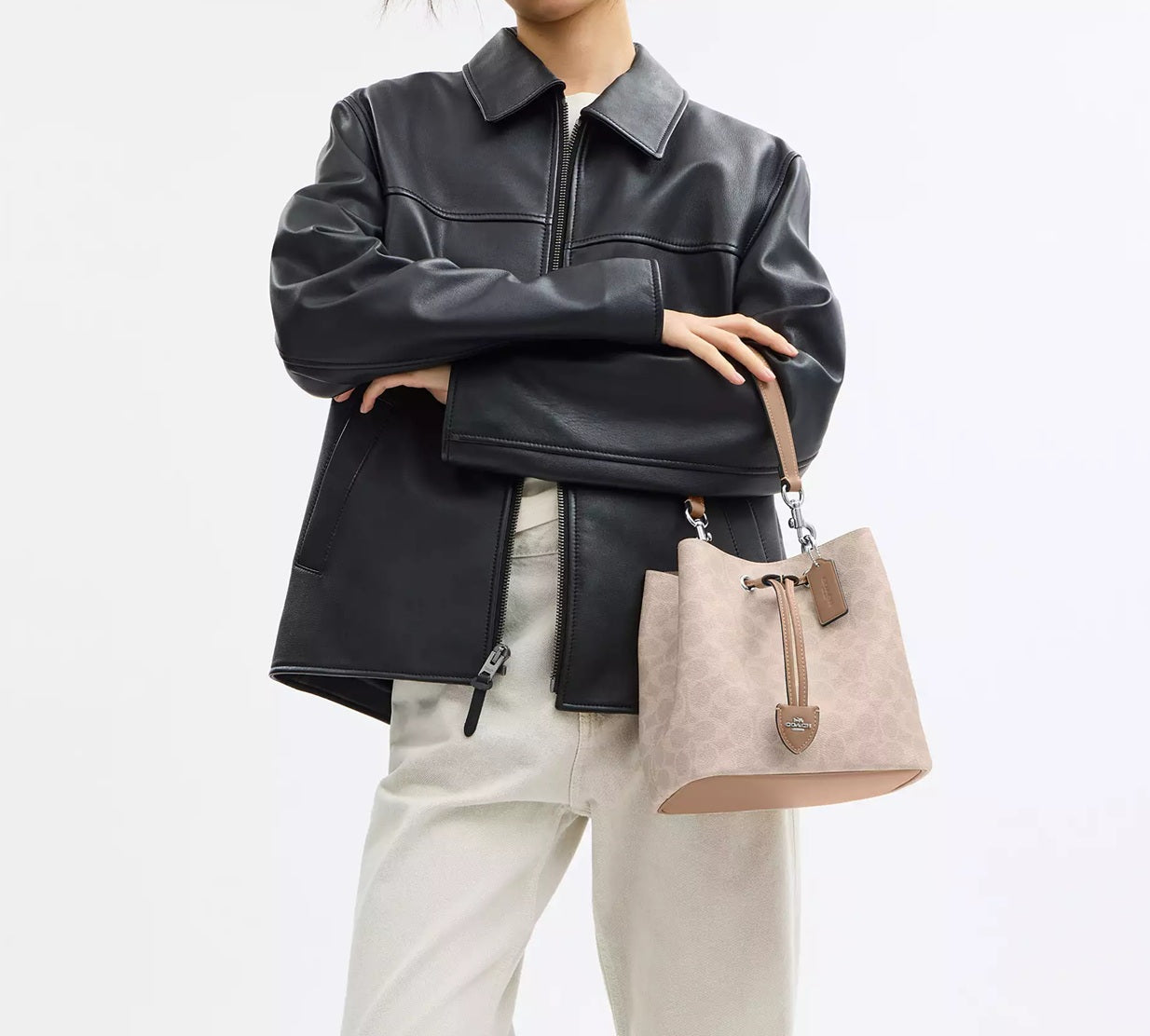 Rowan Bucket Bag In Signature Canvas Sand Taupe Coach