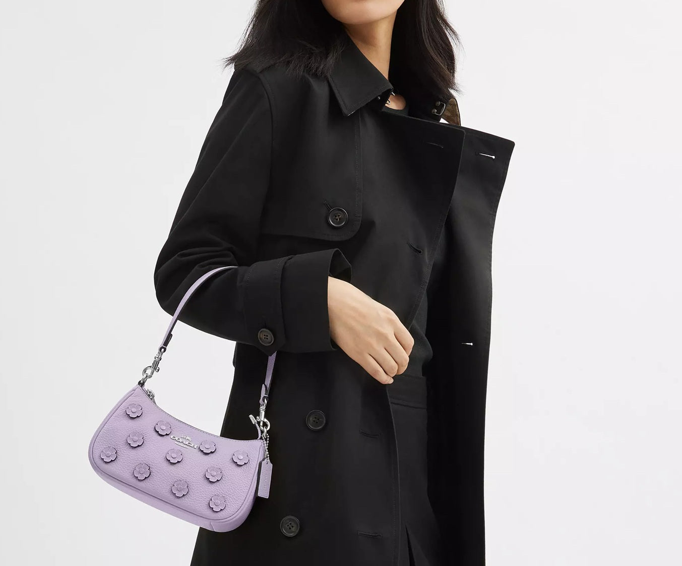 Teri Mini Crossbody Bag With Floral Applique Lilac Coach
