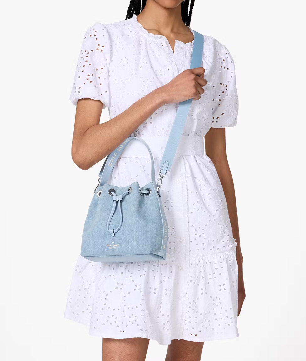 Kip Denim Bucket Bag Blue Multicolor Kate Spade