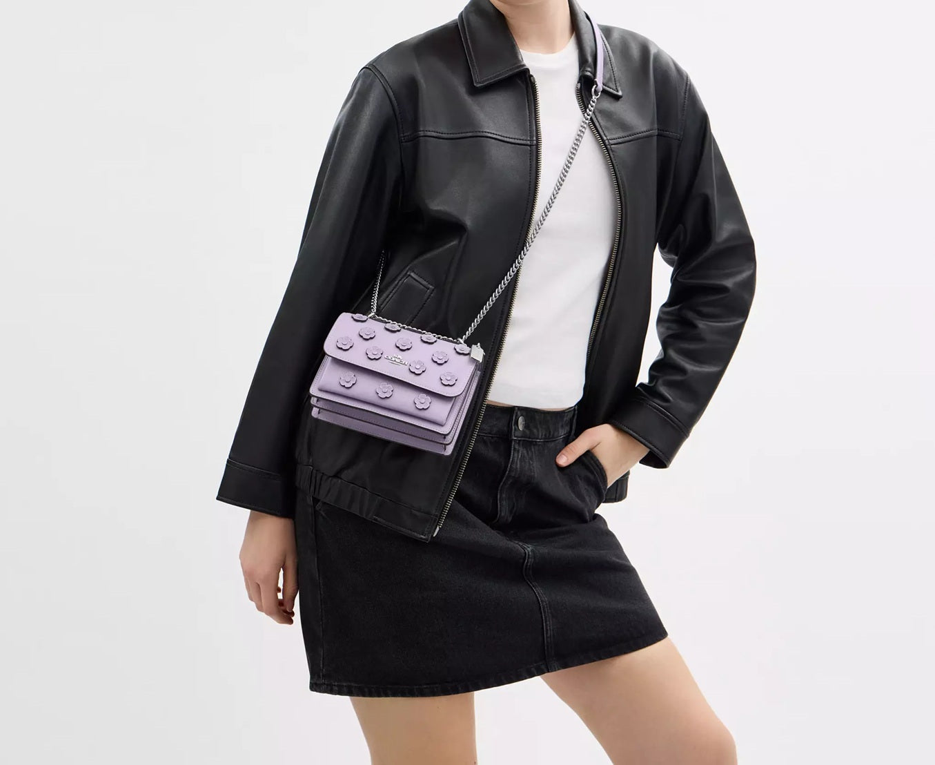 Mini Klare Crossbody Bag With Floral Applique Lilac Coach