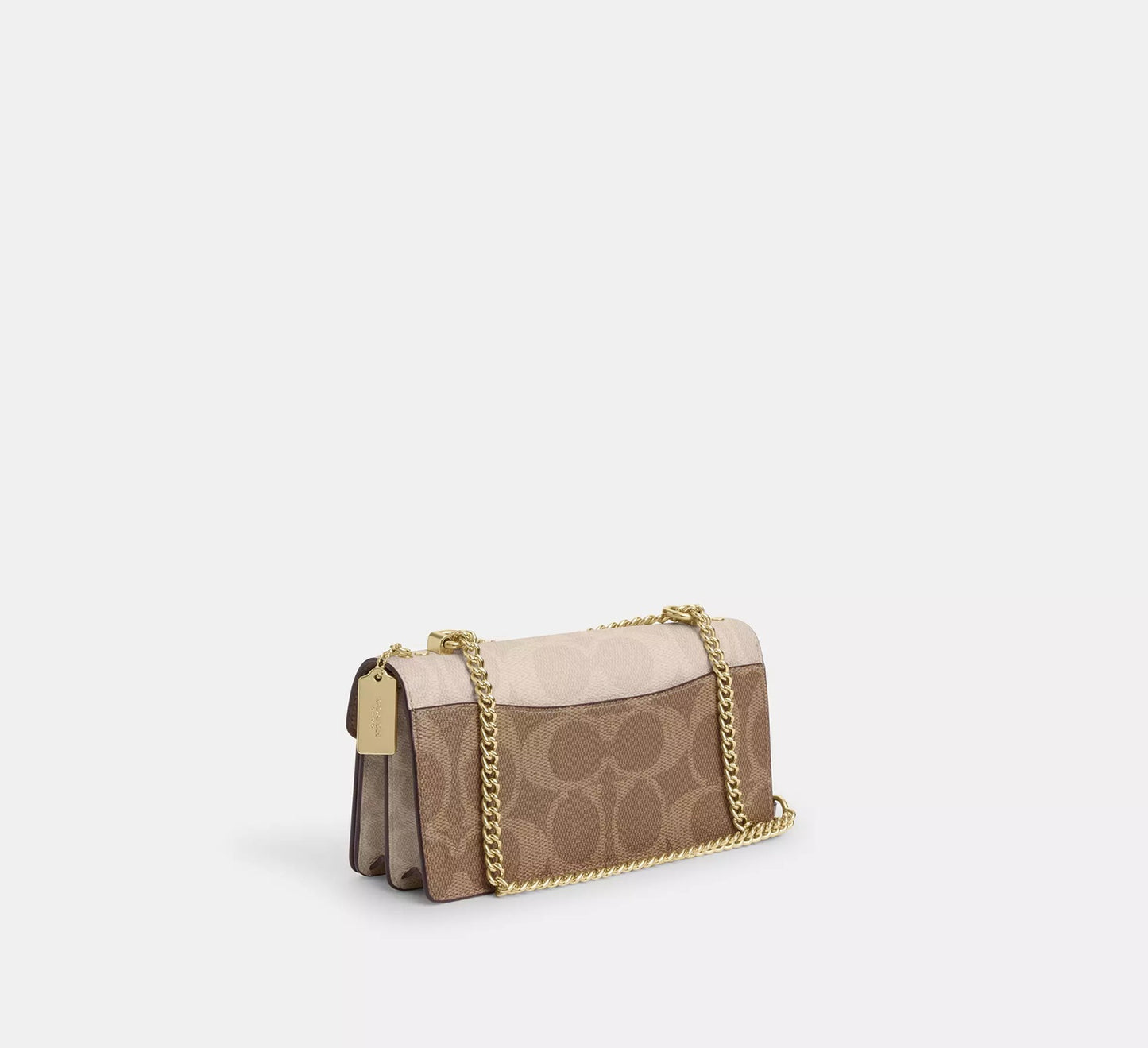 Klare Envelope Crossbody Bag In Blocked Signature Canvas Sand Tan Coach