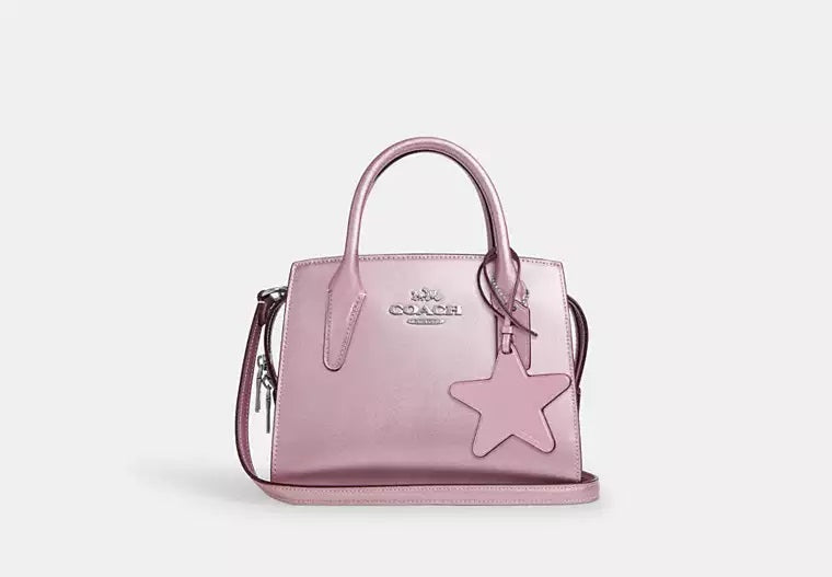 Metallic pink coach purse sale