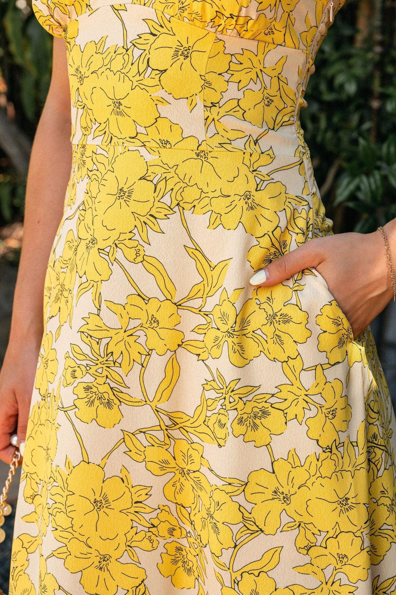 Sunset Yellow Floral Strapless Midi Dress - FINAL SALE