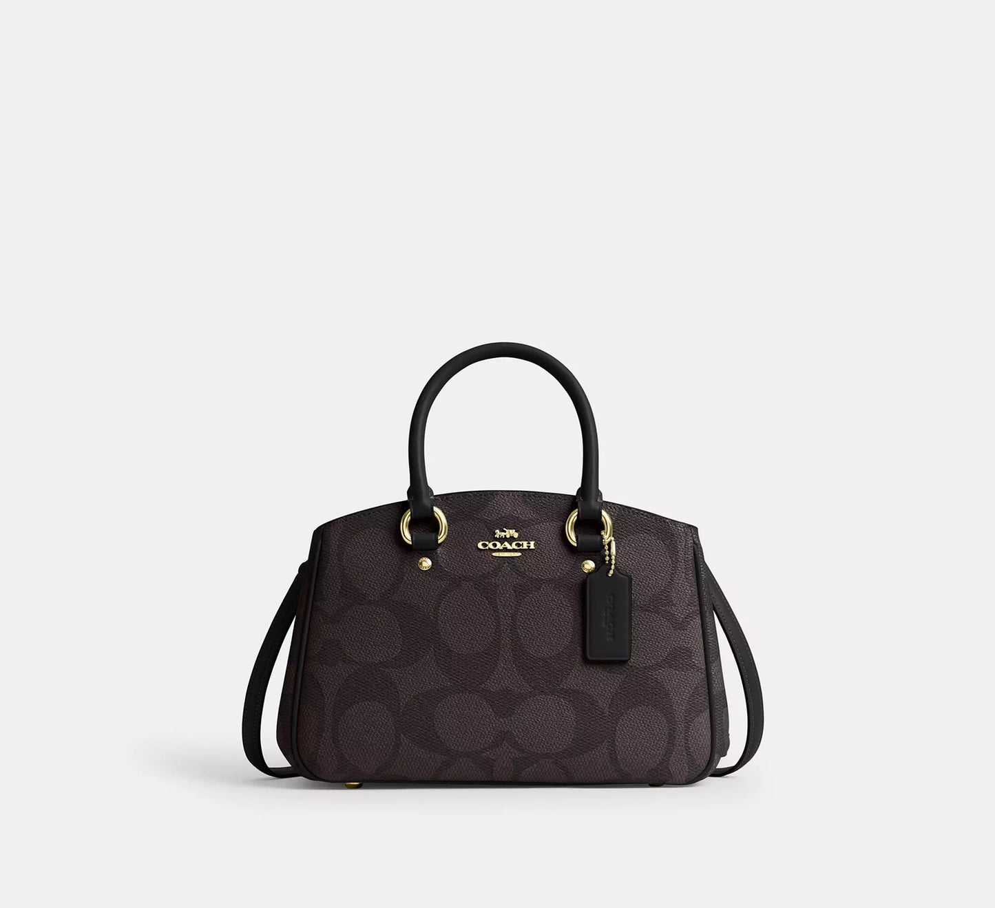 Savannah Small Carryall Bag In Signature Canvas Walnut Black Coach