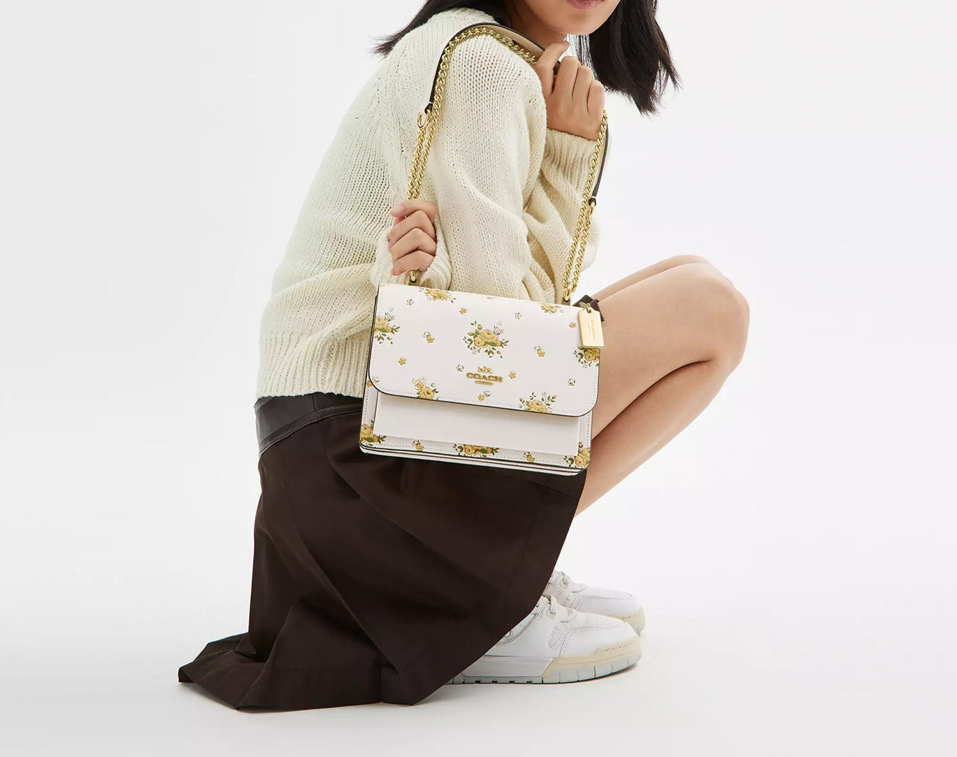 Klare Crossbody Bag With Spring Blossom Print Chalk Multi Coach