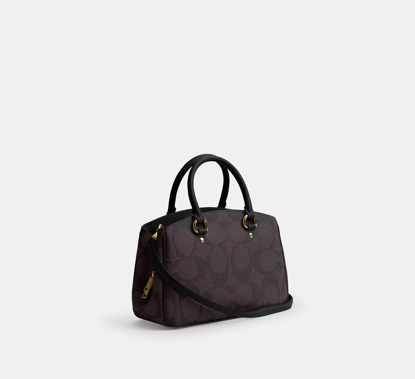 Savannah Small Carryall Bag In Signature Canvas Walnut Black Coach
