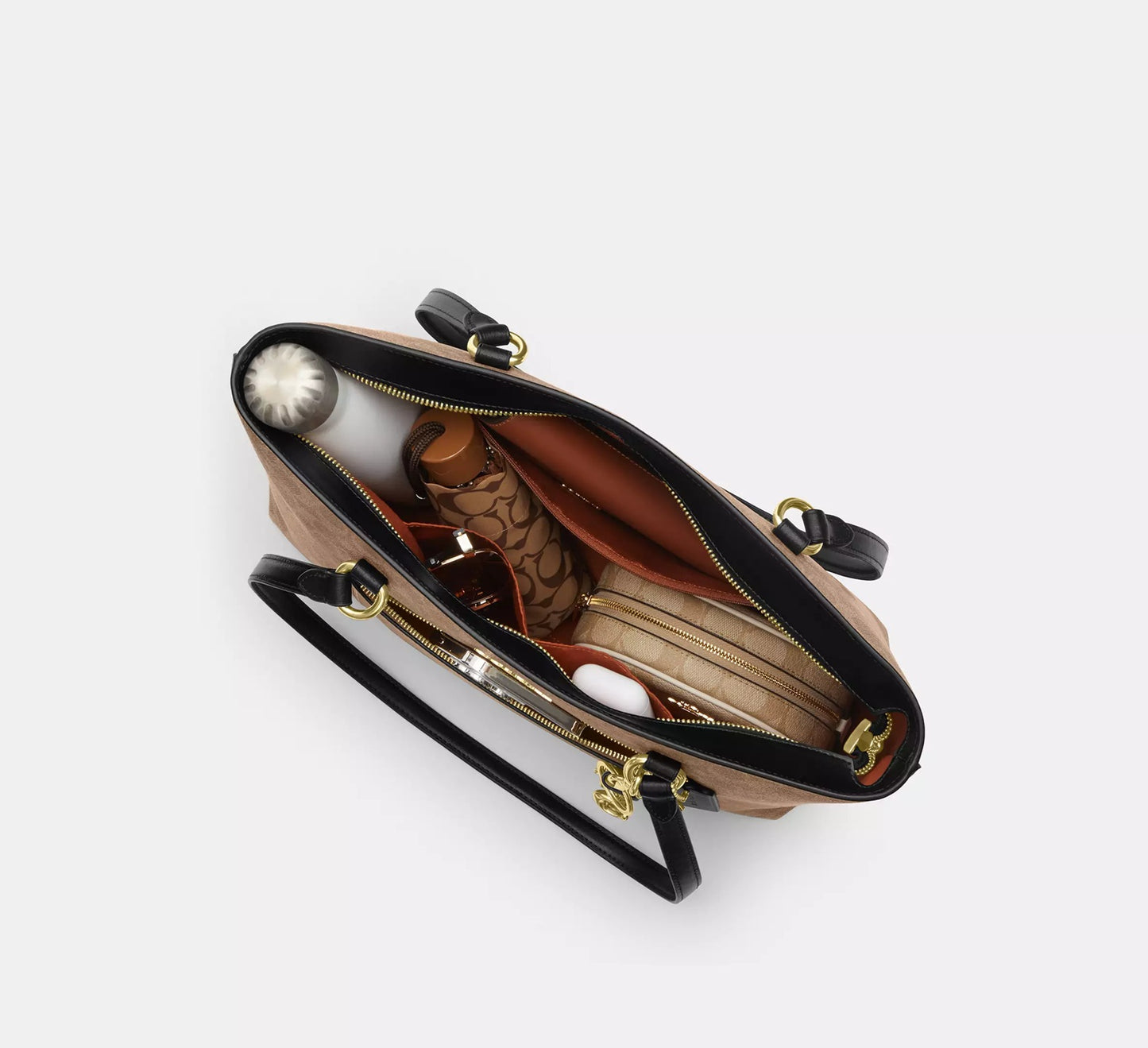 Station Tote Bag In Signature Canvas Tan Black Coach