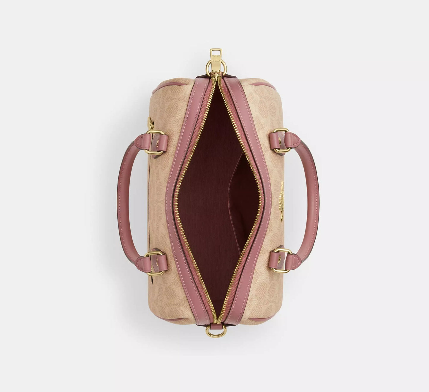 Rowan Satchel Bag In Signature Canvas With Heart Charm Coach