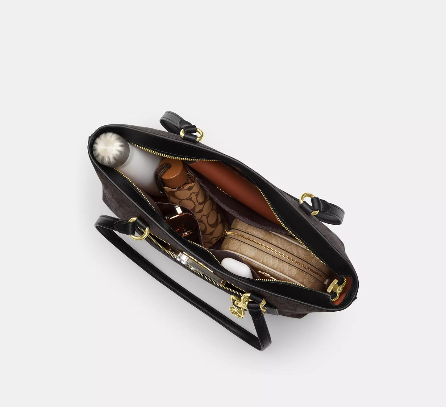 Station Tote Bag In Signature Canvas Walnut Black Coach