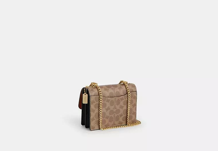 Mini Klare Crossbody Bag In Signature Canvas Tan Black Coach