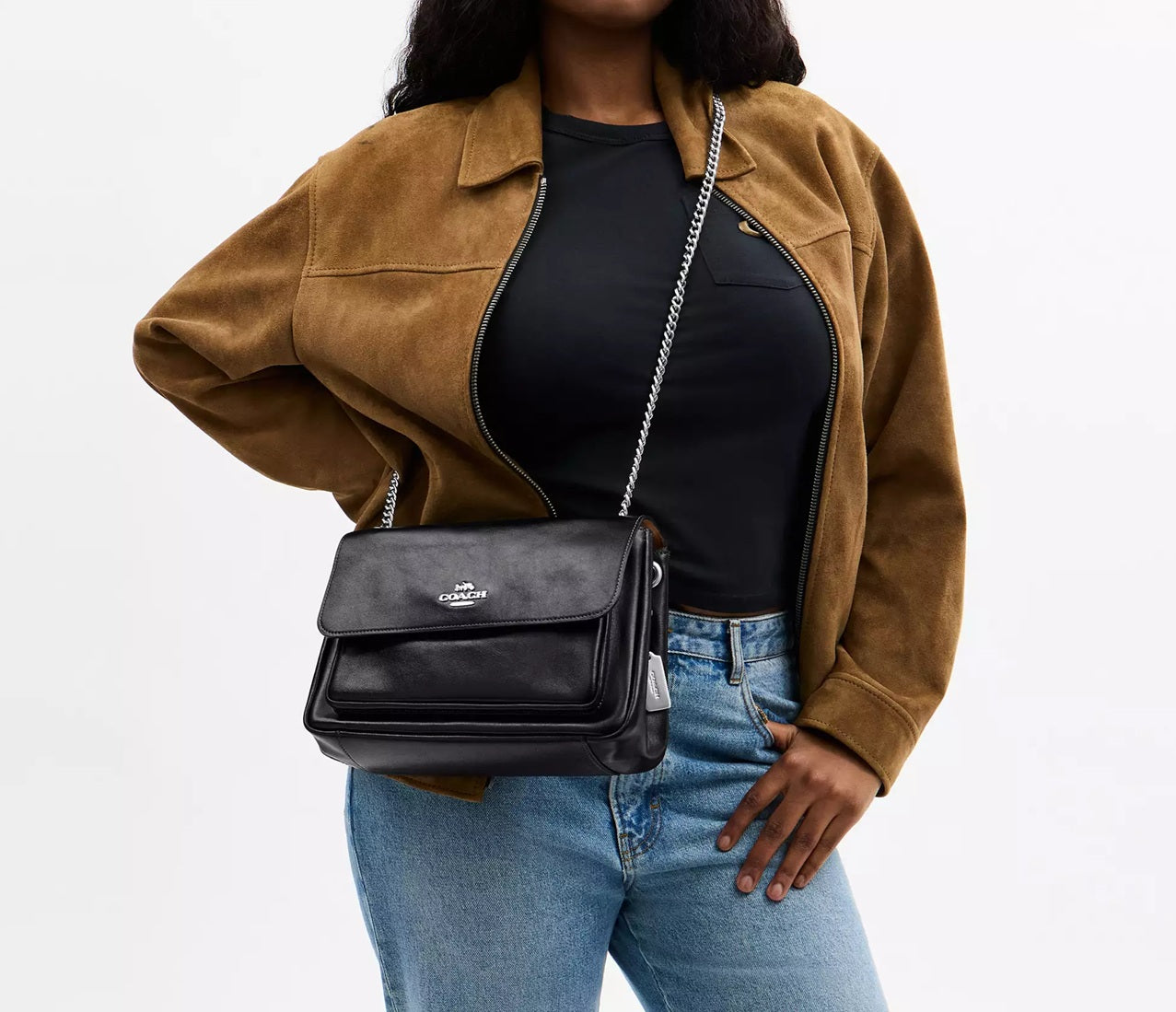Elodie Crossbody Bag Silver Black Coach