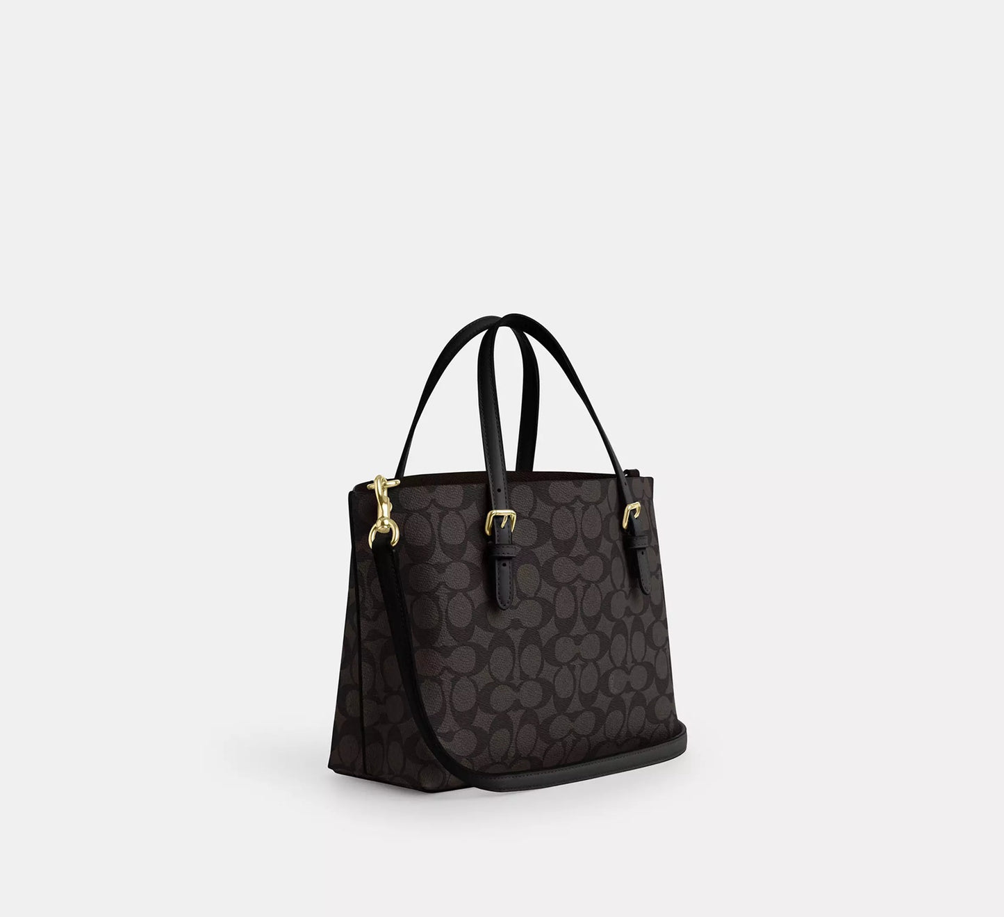 Mollie Tote Bag 25 In Signature Canvas Walnut Black Coach
