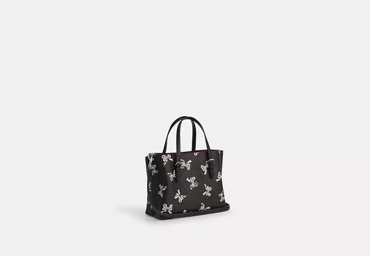 Mollie Tote Bag 25 With Bow Print Black Coach