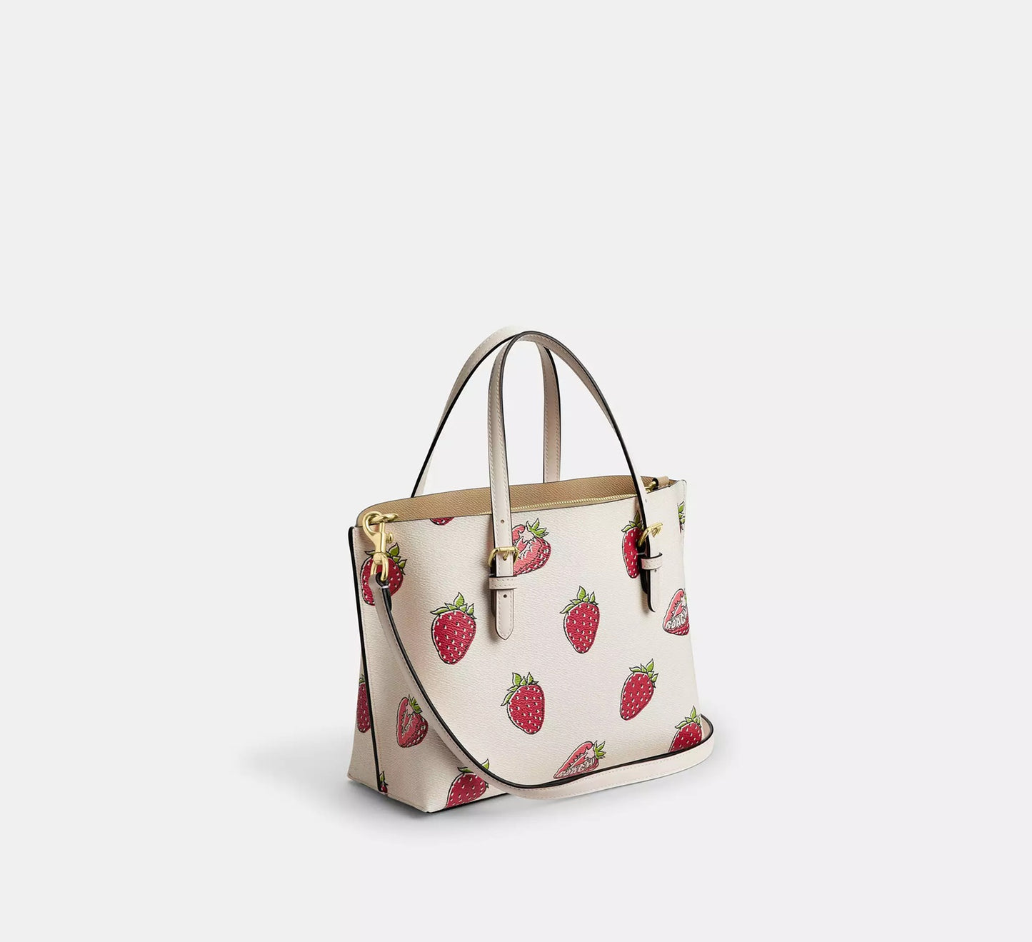 Mollie Tote Bag 25 With Strawberry Print Bag Chalk Multi Coach