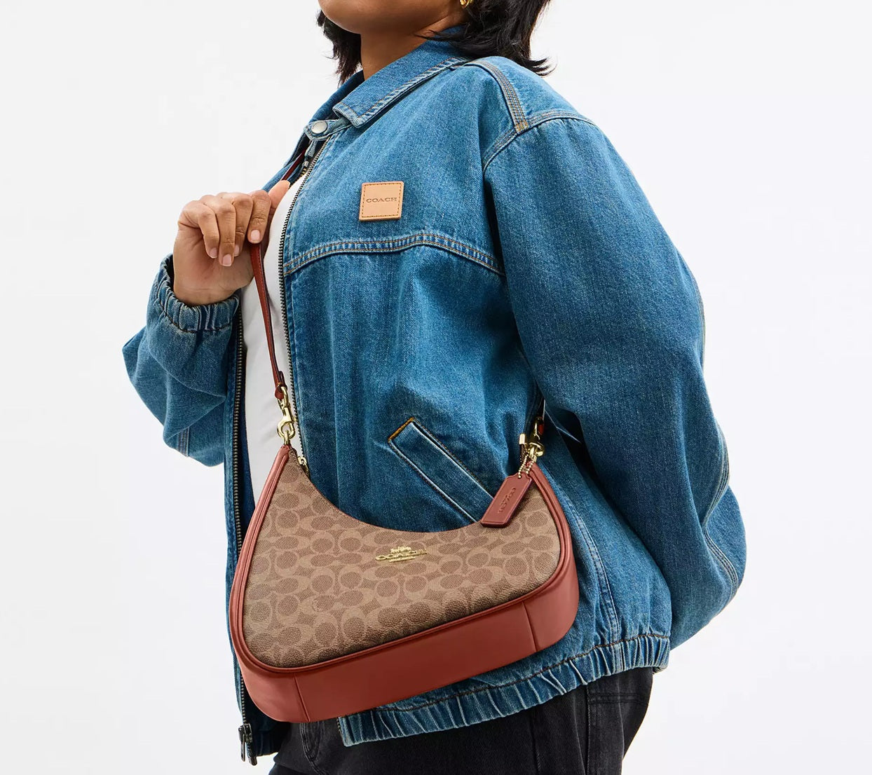 Twisted Teri Shoulder Bag In Signature Canvas Tan Caramel Coach