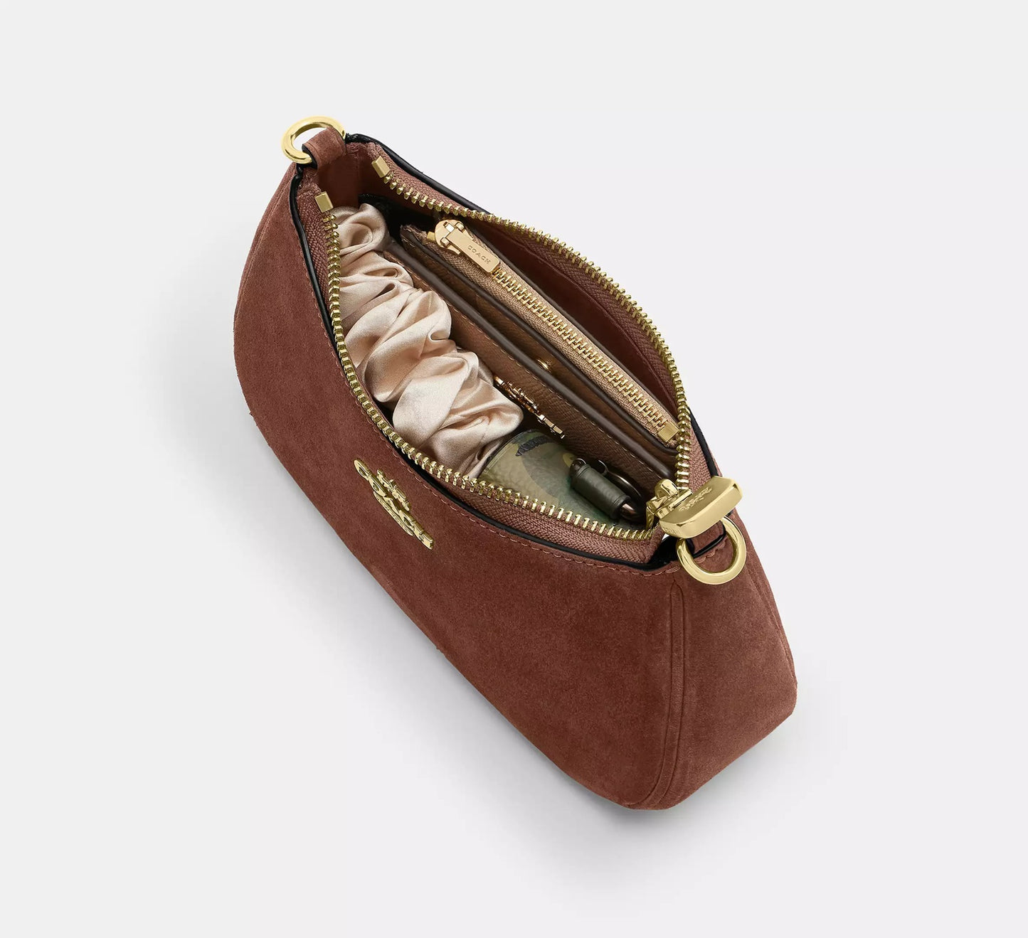 Teri Mini Crossbody Bag Suede Vintage Brown Coach