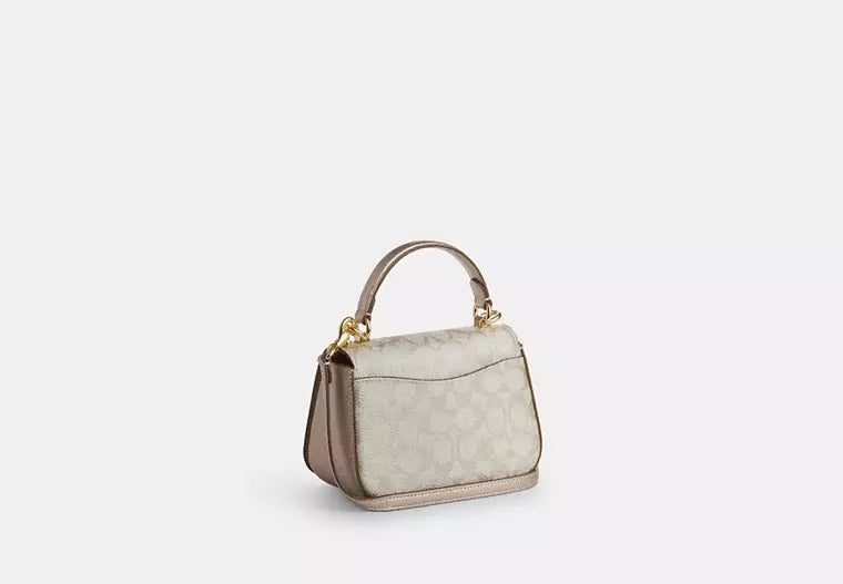 Lysa Top Handle Bag In Signature Canvas Champagne Coach