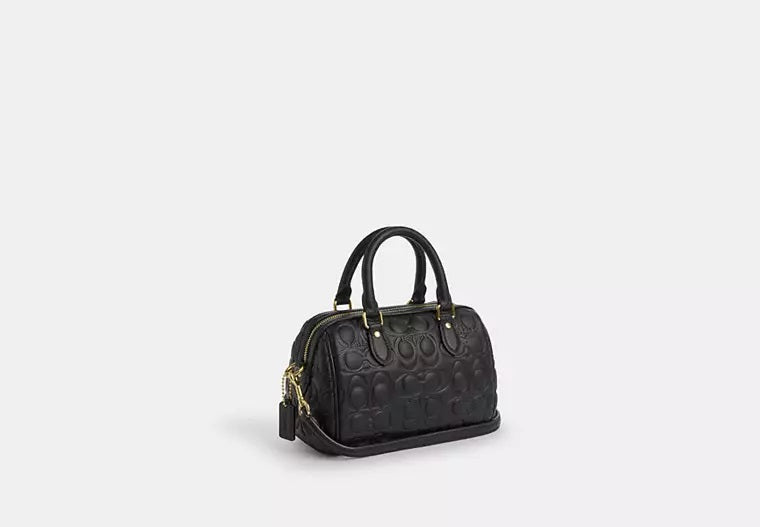 Mini Rowan Crossbody Bag In Signature Leather Black Coach